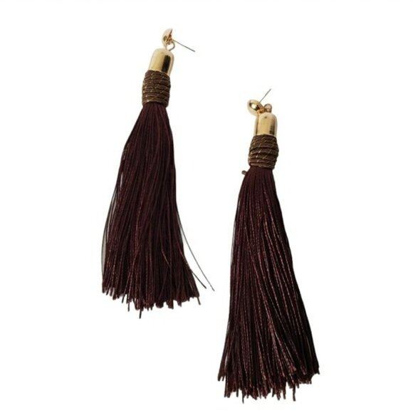 Fashion Jewelry Brown Gold Dangle Tassel Earrings - Picture 4 of 7